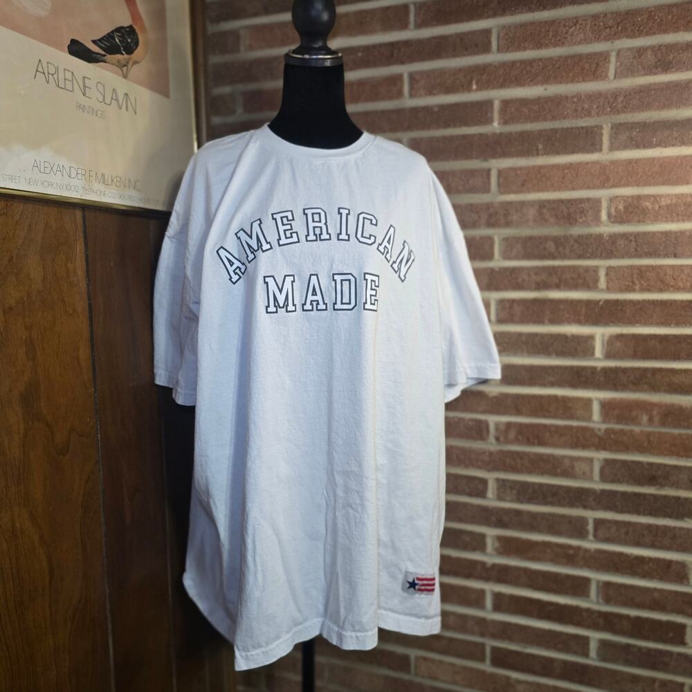 American Giant Men's White "American Made" Short Sleeve Graphic T-Shirt